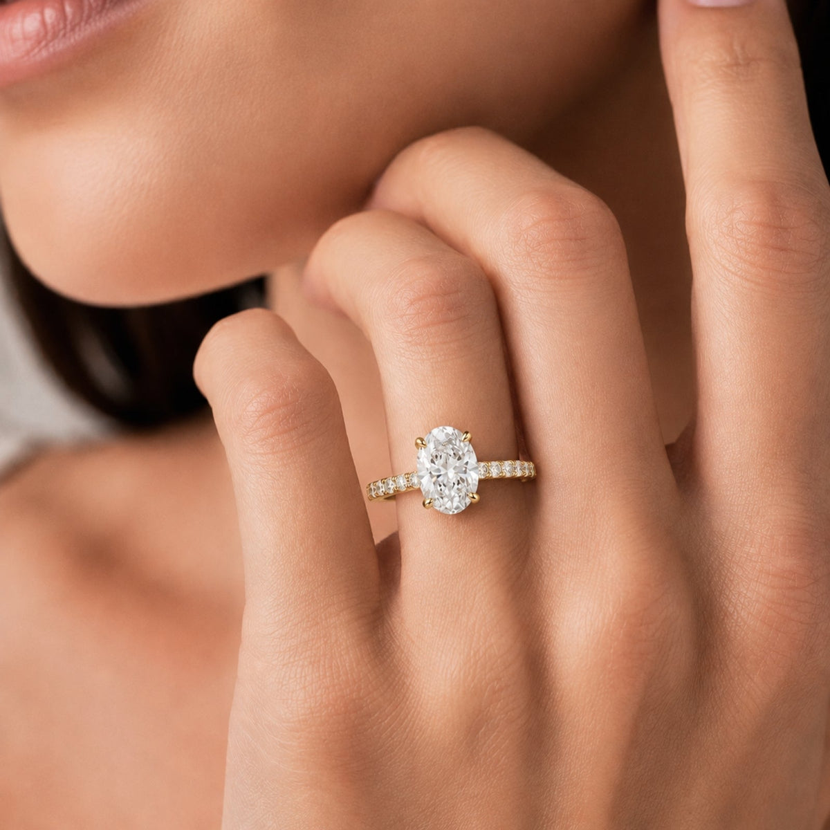 Lab-Grown Diamond Oval Solitaire Wedding Ring in 14K White Gold or 14K Yellow Gold