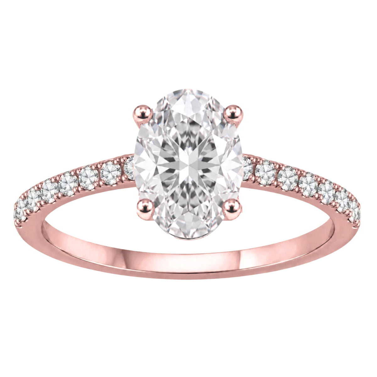 Lab-Grown Diamond Oval Solitaire Wedding Ring in 14K White Gold or 14K Yellow Gold