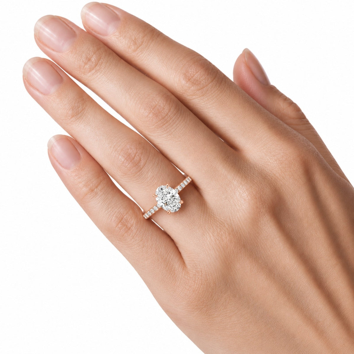 Lab-Grown Diamond Oval Solitaire Wedding Ring in 14K White Gold or 14K Yellow Gold