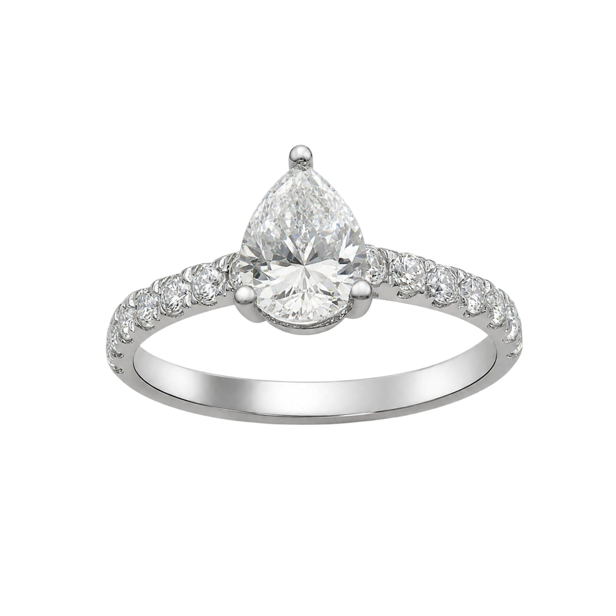 Lab-Grown Diamond Pear Cut Solitaire Wedding Ring in 14K White Gold or 14K Yellow Gold