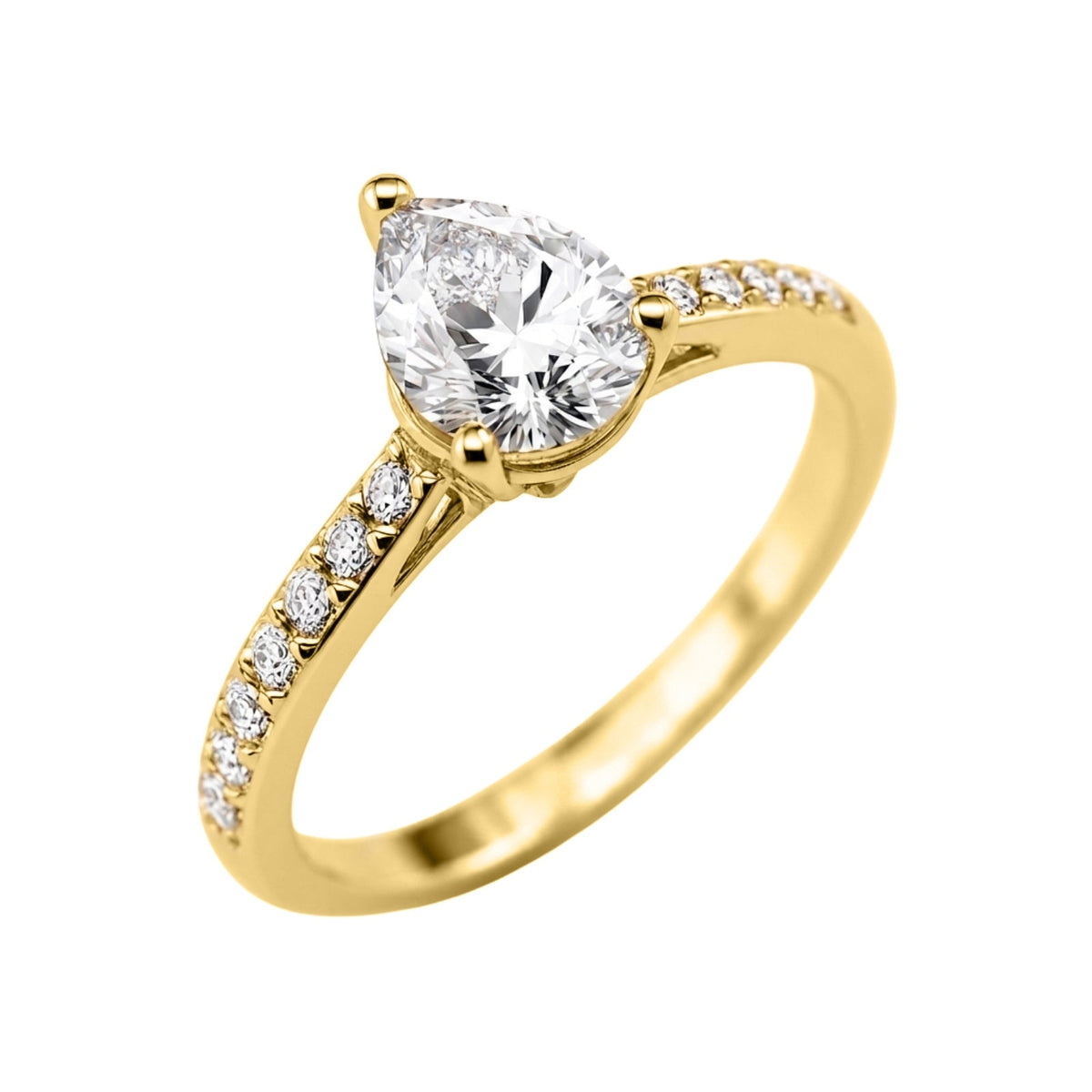 Lab-Grown Diamond Pear Cut Solitaire Wedding Ring in 14K White Gold or 14K Yellow Gold
