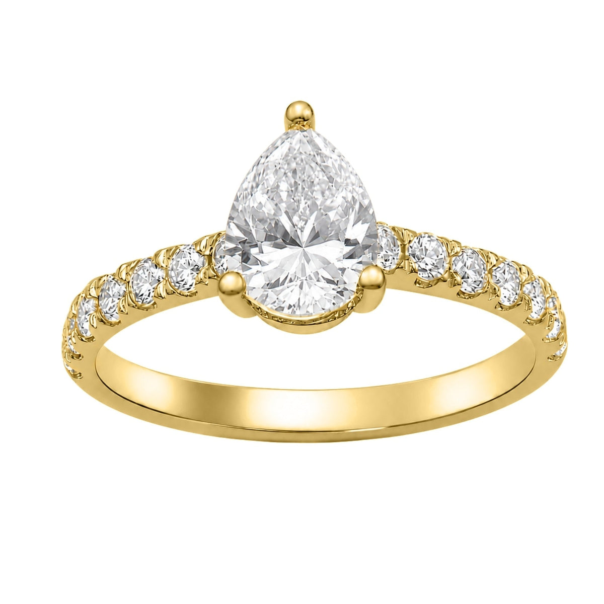 Lab-Grown Diamond Pear Cut Solitaire Wedding Ring in 14K White Gold or 14K Yellow Gold