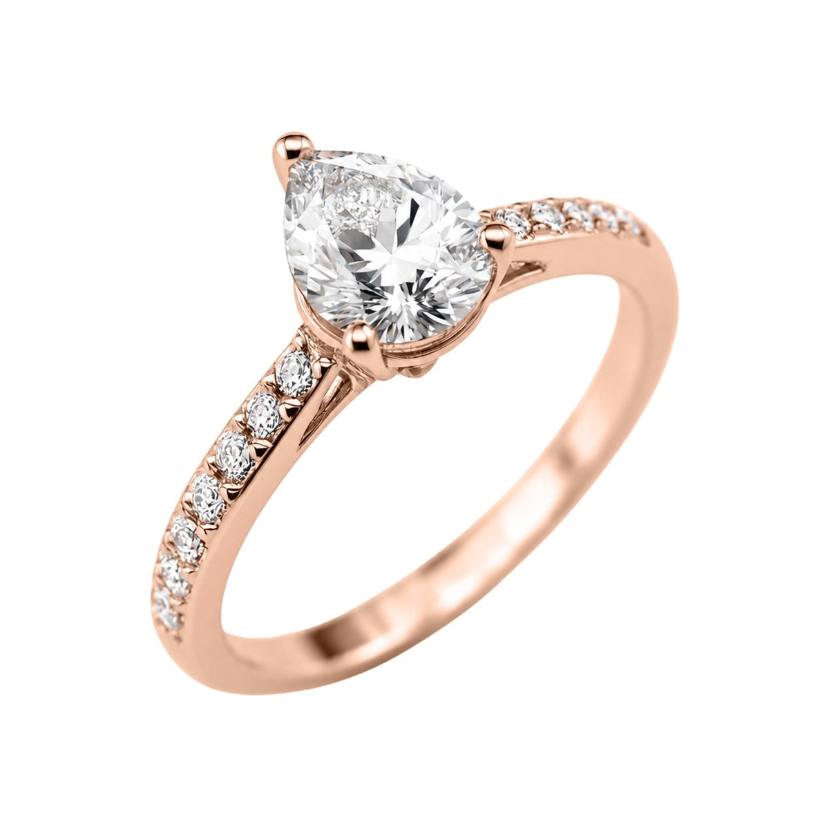 Lab-Grown Diamond Pear Cut Solitaire Wedding Ring in 14K White Gold or 14K Yellow Gold