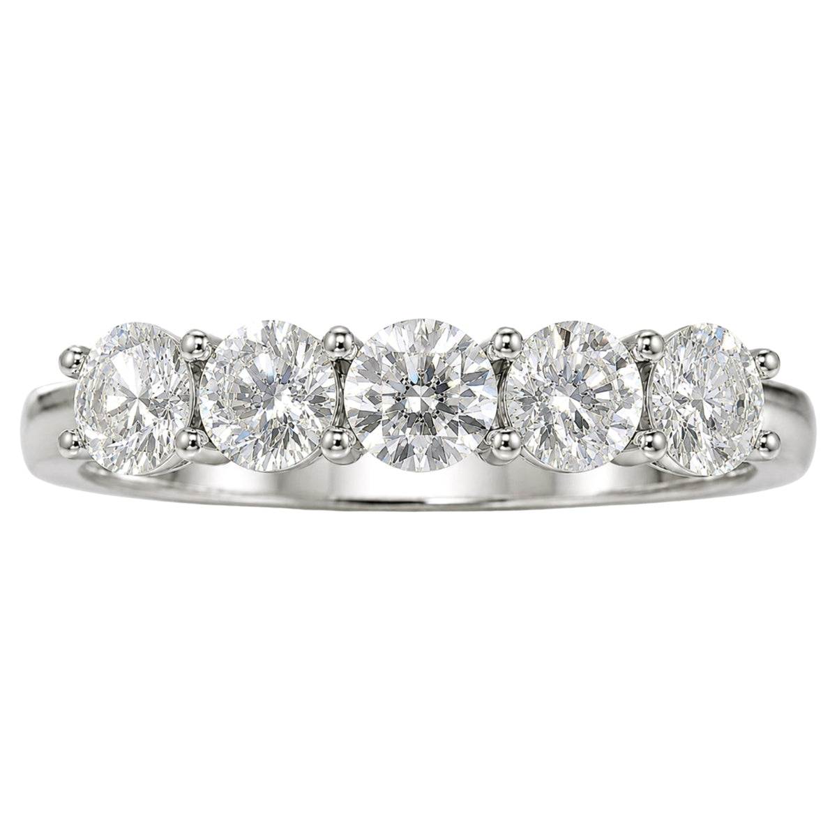 Lab-Grown Diamond Round Five-Stone Wedding Ring in 14K White Gold or 14K Yellow Gold