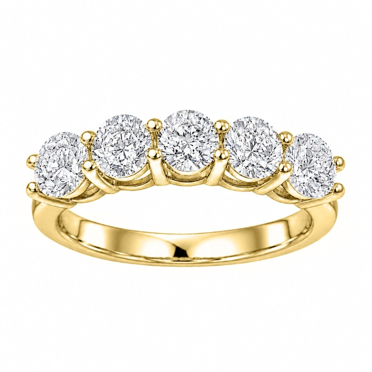 Lab-Grown Diamond Round Five-Stone Wedding Ring in 14K White Gold or 14K Yellow Gold