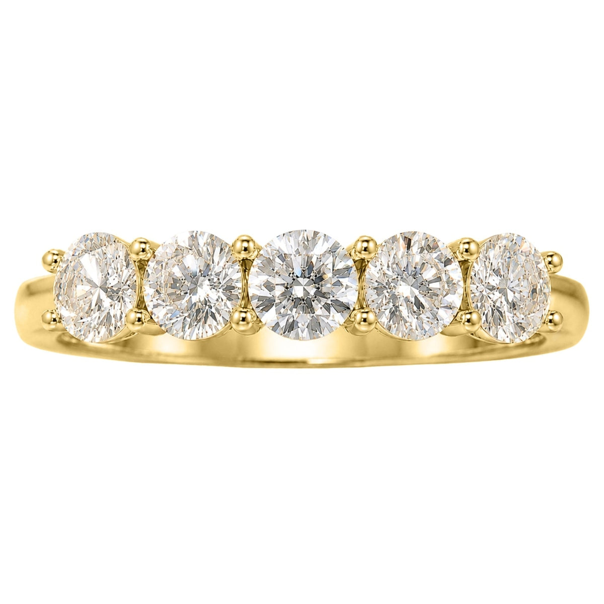 Lab-Grown Diamond Round Five-Stone Wedding Ring in 14K White Gold or 14K Yellow Gold