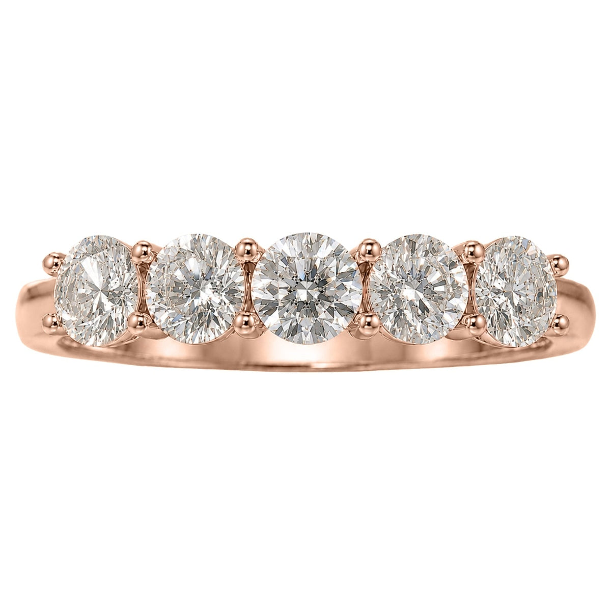 Lab-Grown Diamond Round Five-Stone Wedding Ring in 14K White Gold or 14K Yellow Gold
