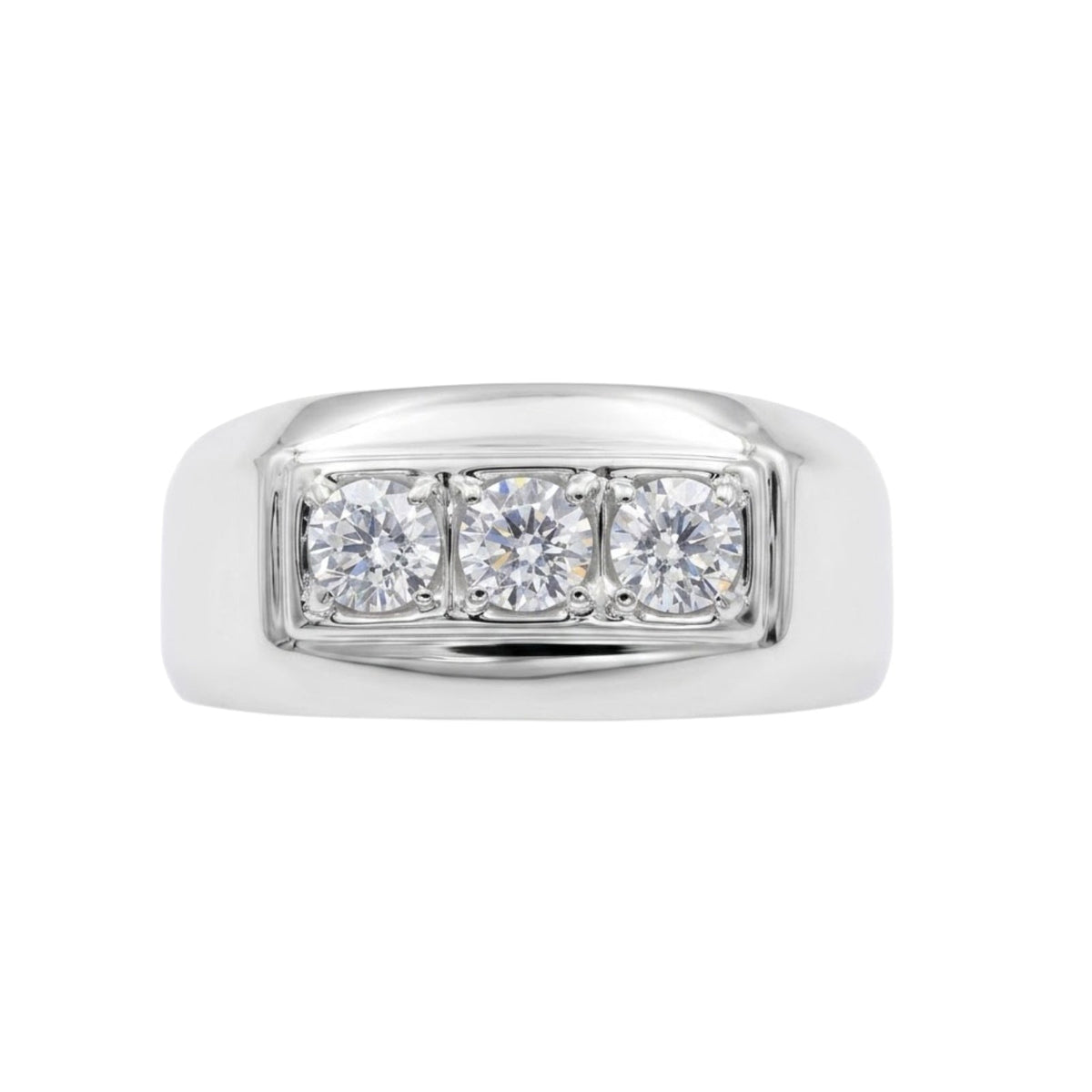 Lab-Grown Diamond Round Three-Stone Engagement Ring in 14K White Gold or 14K Yellow Gold