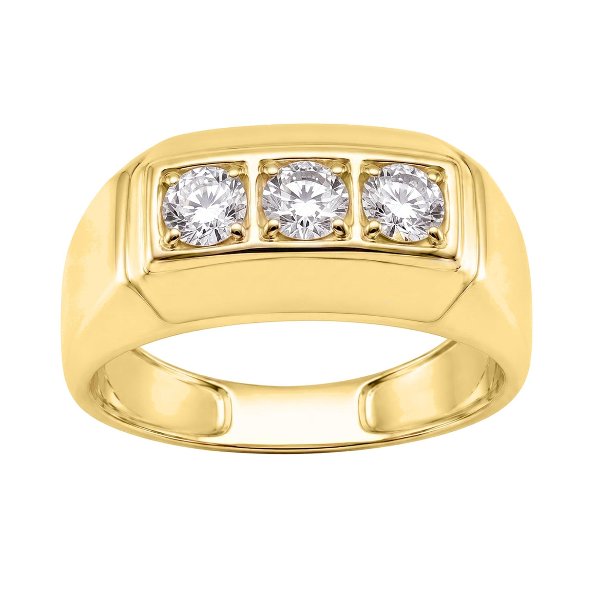 Lab-Grown Diamond Round Three-Stone Engagement Ring in 14K White Gold or 14K Yellow Gold