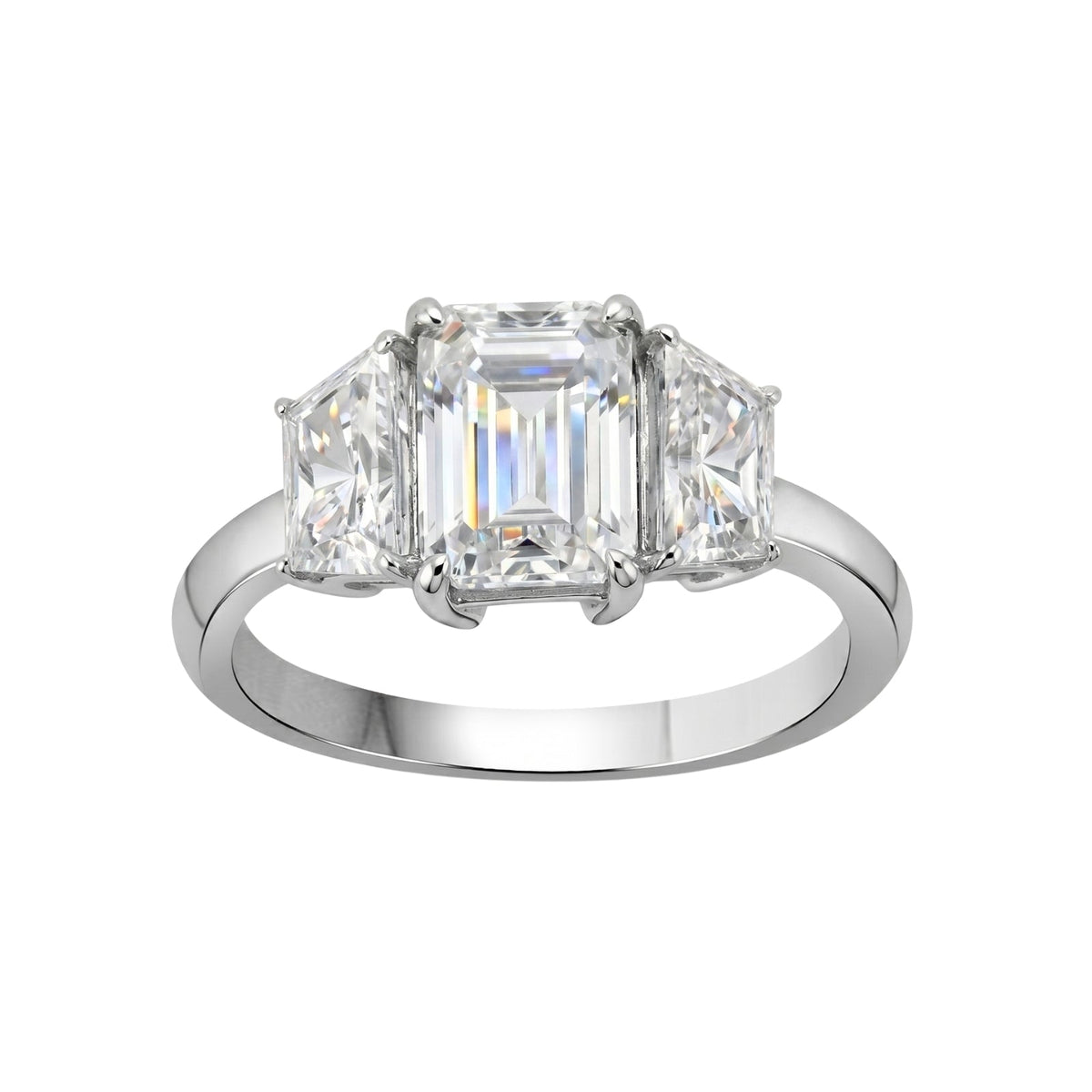 3 ct. T.W. Lab-Grown Diamond Emerald-Cut Three-Stone Wedding Ring in 14K White Gold or 14K Yellow Gold