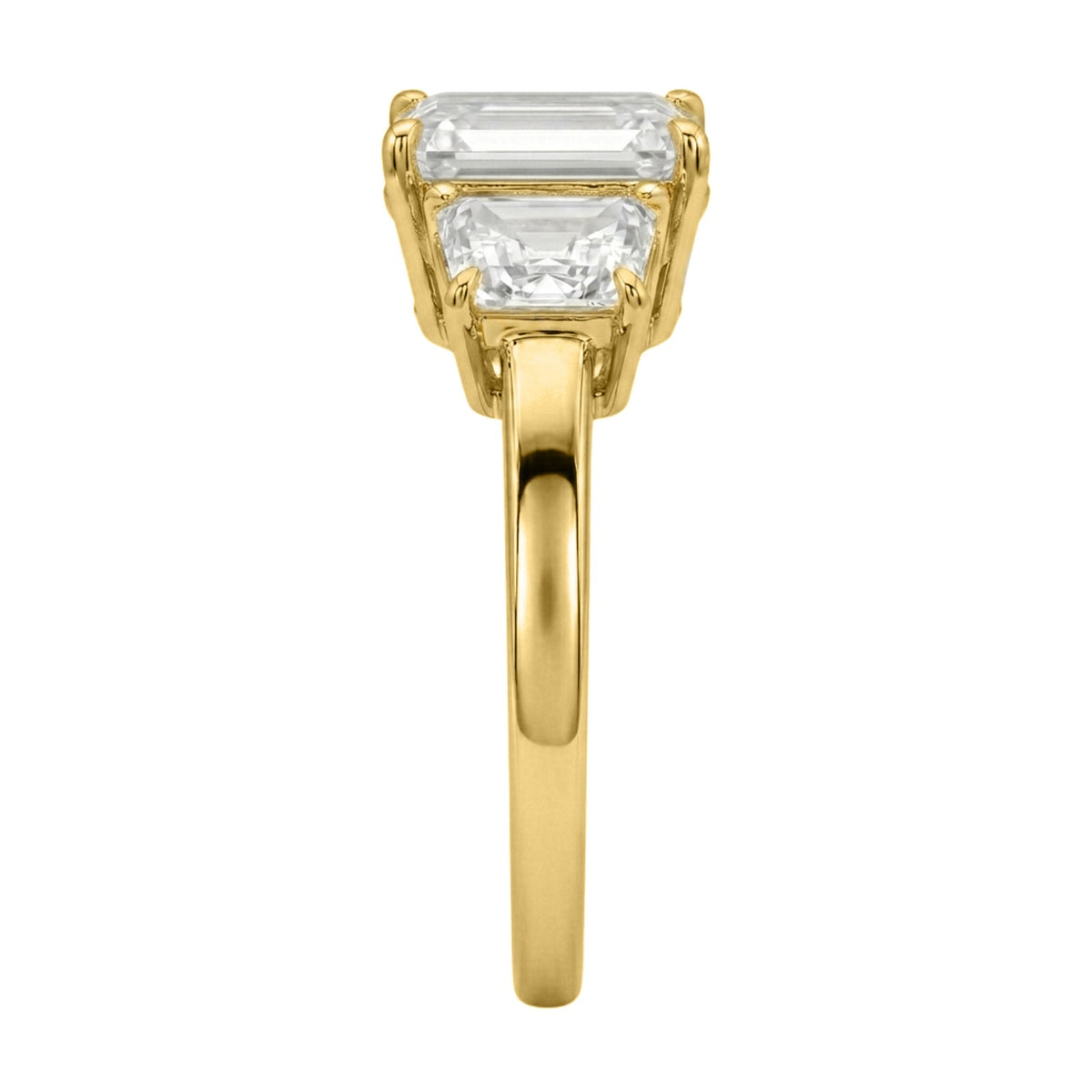 3 ct. T.W. Lab-Grown Diamond Emerald-Cut Three-Stone Wedding Ring in 14K White Gold or 14K Yellow Gold