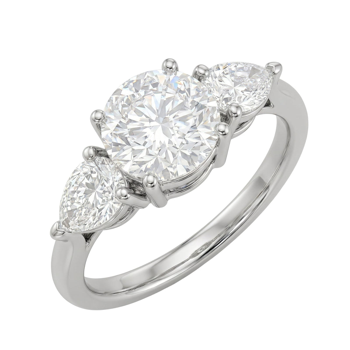 3 ct. T.W. Lab-Grown Diamond Round Three-Stone Wedding Ring in 14K White Gold or 14K Yellow Gold