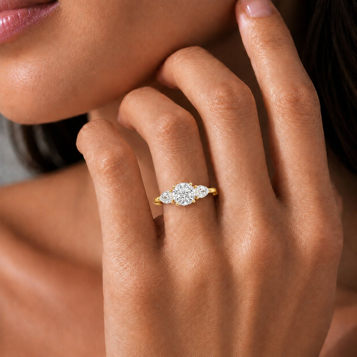 3 ct. T.W. Lab-Grown Diamond Round Three-Stone Wedding Ring in 14K White Gold or 14K Yellow Gold
