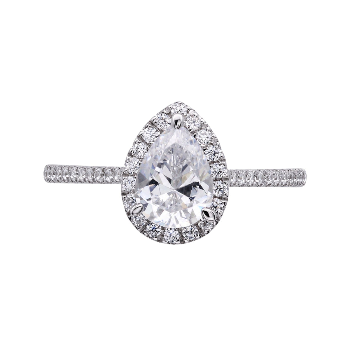 Lab-Grown Diamond Pear Halo Engagement Ring in 14K White Gold or 14K Yellow Gold