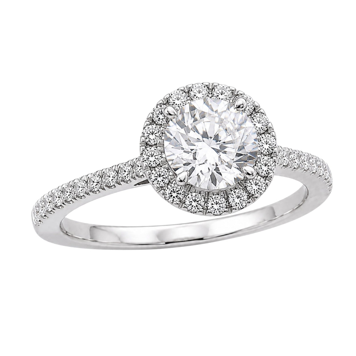 Lab-Grown Diamond Round Halo Engagement Ring in 14K White Gold or 14K Yellow Gold