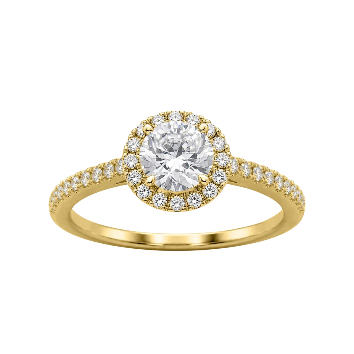 Lab-Grown Diamond Round Halo Engagement Ring in 14K White Gold or 14K Yellow Gold
