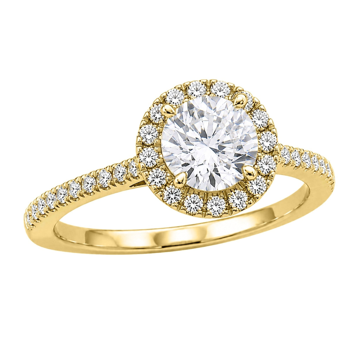 Lab-Grown Diamond Round Halo Engagement Ring in 14K White Gold or 14K Yellow Gold