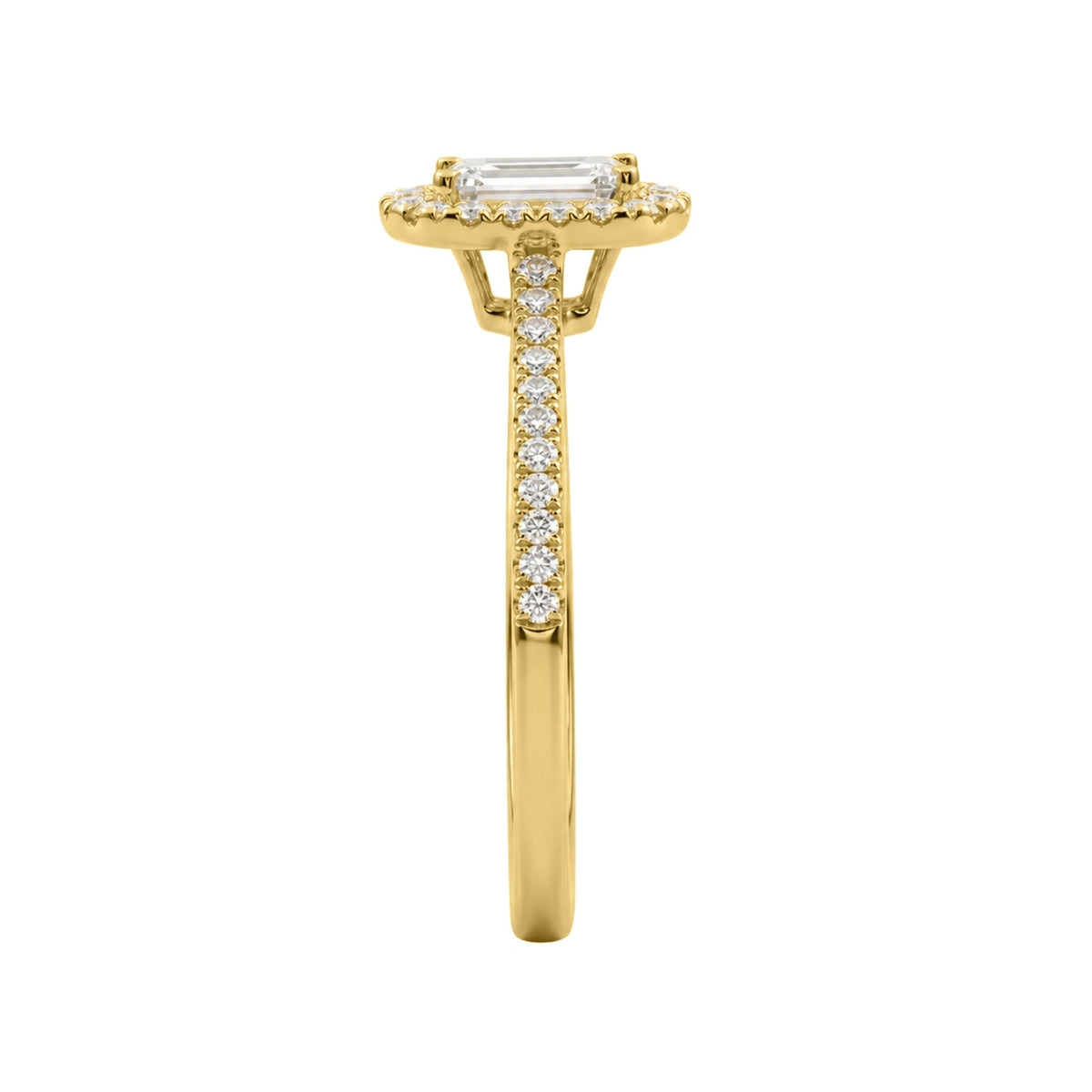 Lab-Grown Diamond Emerald-Cut Halo Engagement Ring in 14K White Gold or 14K Yellow Gold