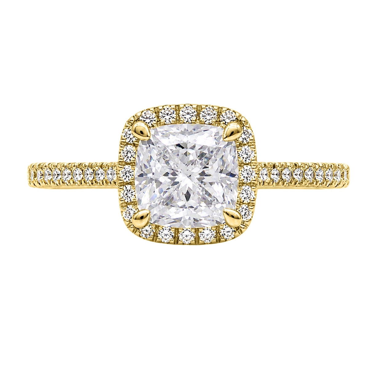 Lab-Grown Diamond Cushion Halo Engagement Ring in 14K White Gold or 14K Yellow Gold