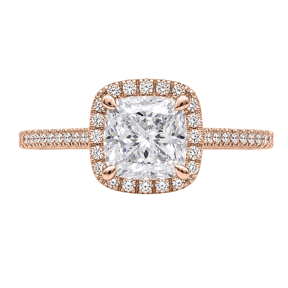 Lab-Grown Diamond Cushion Halo Engagement Ring in 14K White Gold or 14K Yellow Gold