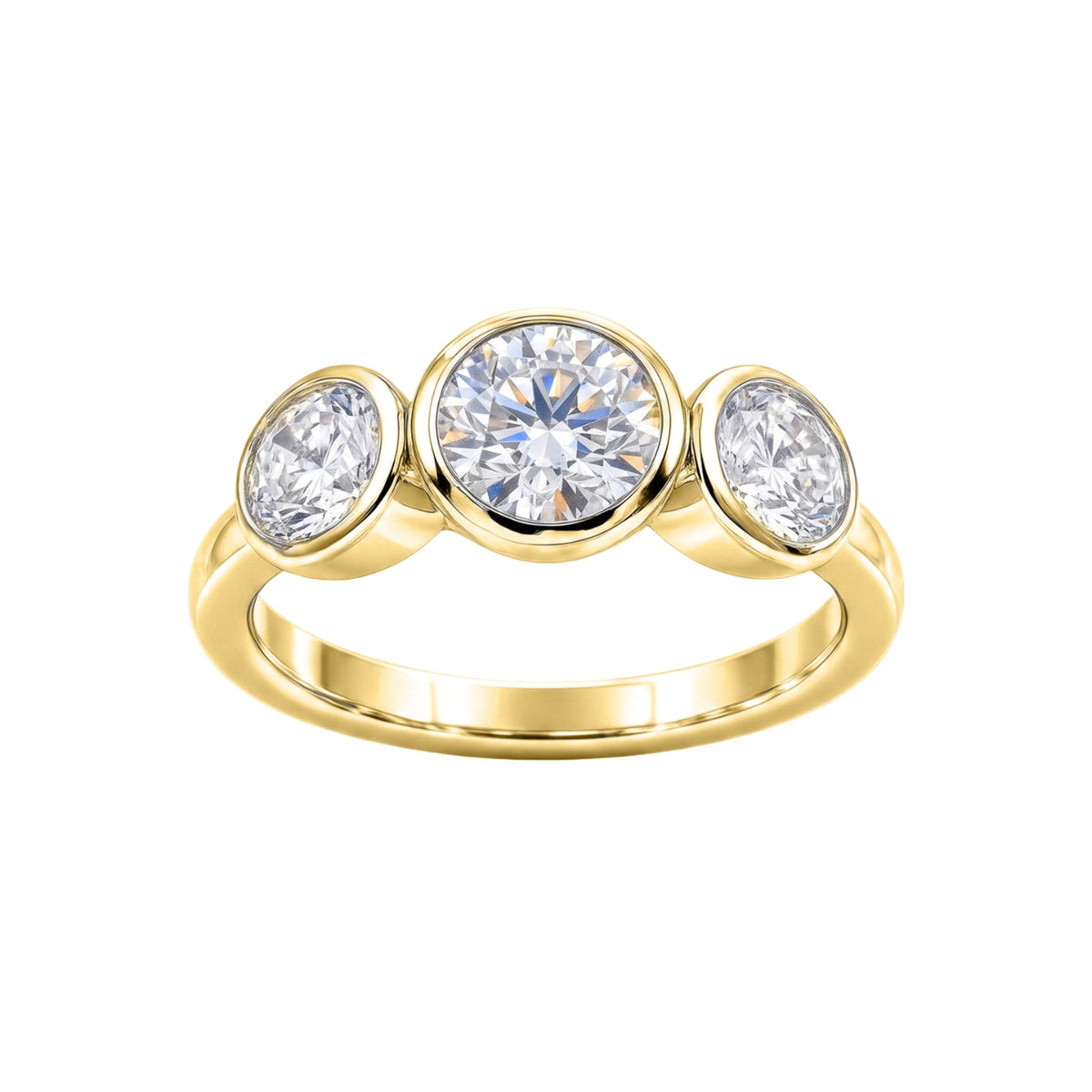 2.5 ct. T.W. Lab-Grown Diamond Round Three-Stone Engagement Ring in 14K White Gold or 14K Yellow Gold