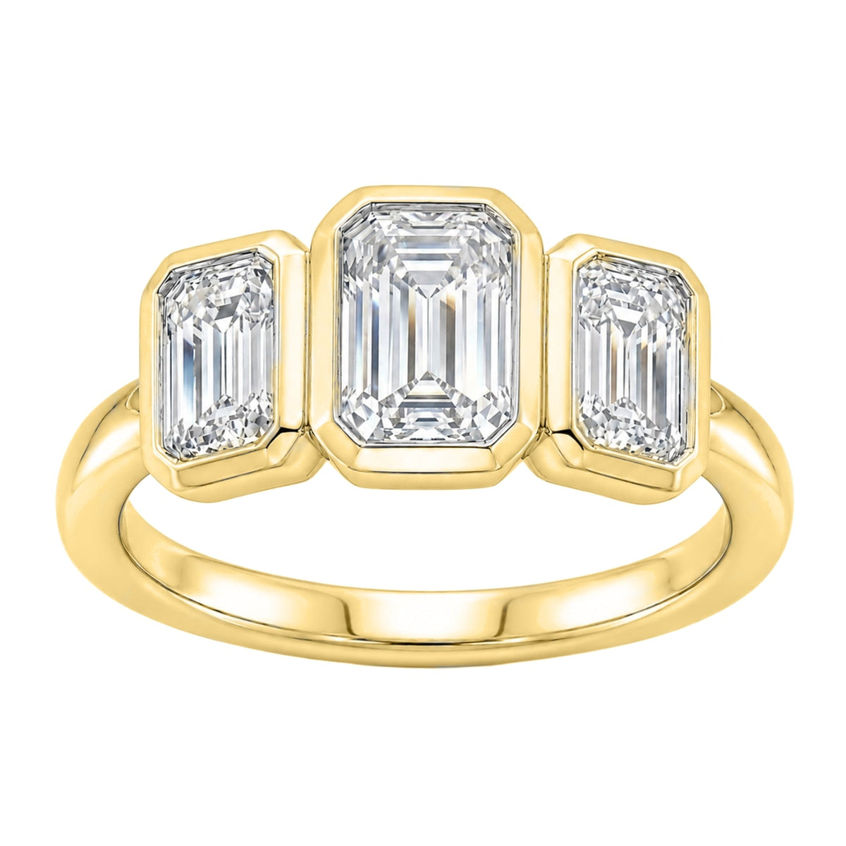 2.5 ct. T.W. Lab-Grown Diamond Emerald-Cut Three-Stone Engagement Ring in 14K White Gold or 14K Yellow Gold