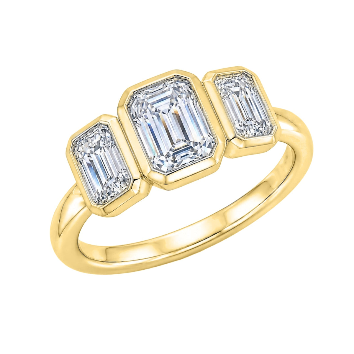 2.5 ct. T.W. Lab-Grown Diamond Emerald-Cut Three-Stone Engagement Ring in 14K White Gold or 14K Yellow Gold