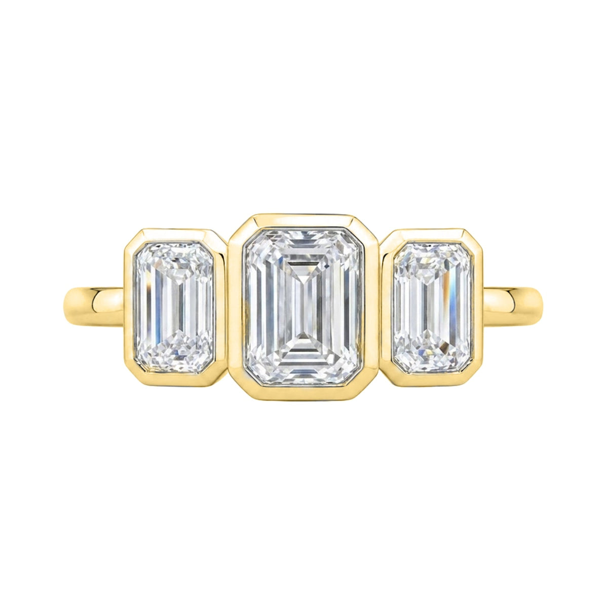 2.5 ct. T.W. Lab-Grown Diamond Emerald-Cut Three-Stone Engagement Ring in 14K White Gold or 14K Yellow Gold
