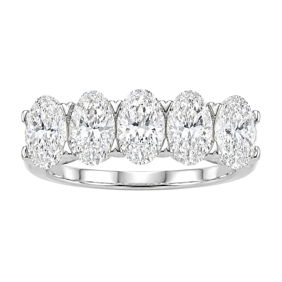 Lab-Grown Diamond Oval Five-Stone Wedding Ring in 14K White Gold or 14K Yellow Gold