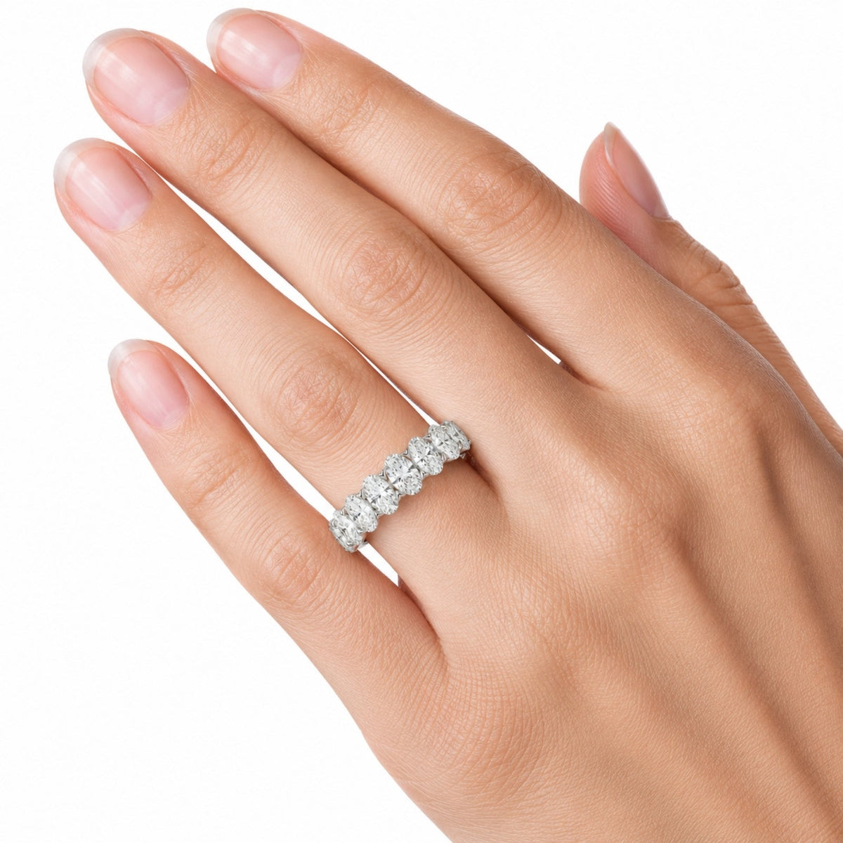 Lab-Grown Diamond Oval Seven-Stone Wedding Ring in 14K White Gold or 14K Yellow Gold