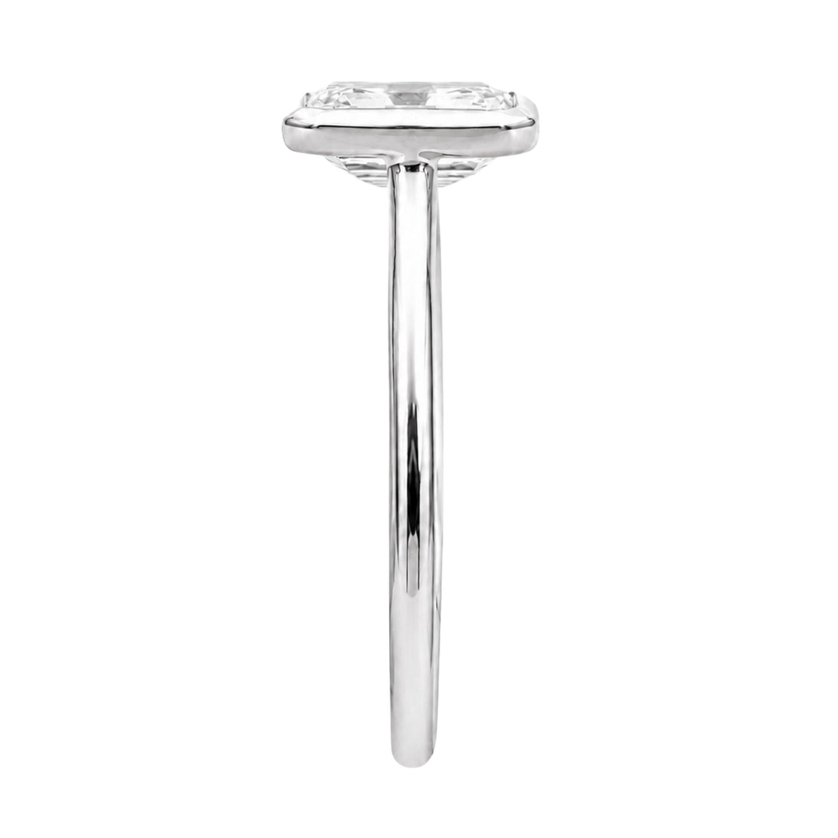 1 to 6 ct. T.W. Lab-Grown Diamond Emerald-Cut Solitaire Bezel Engagement Ring in 14K White Gold or 14K Yellow Gold