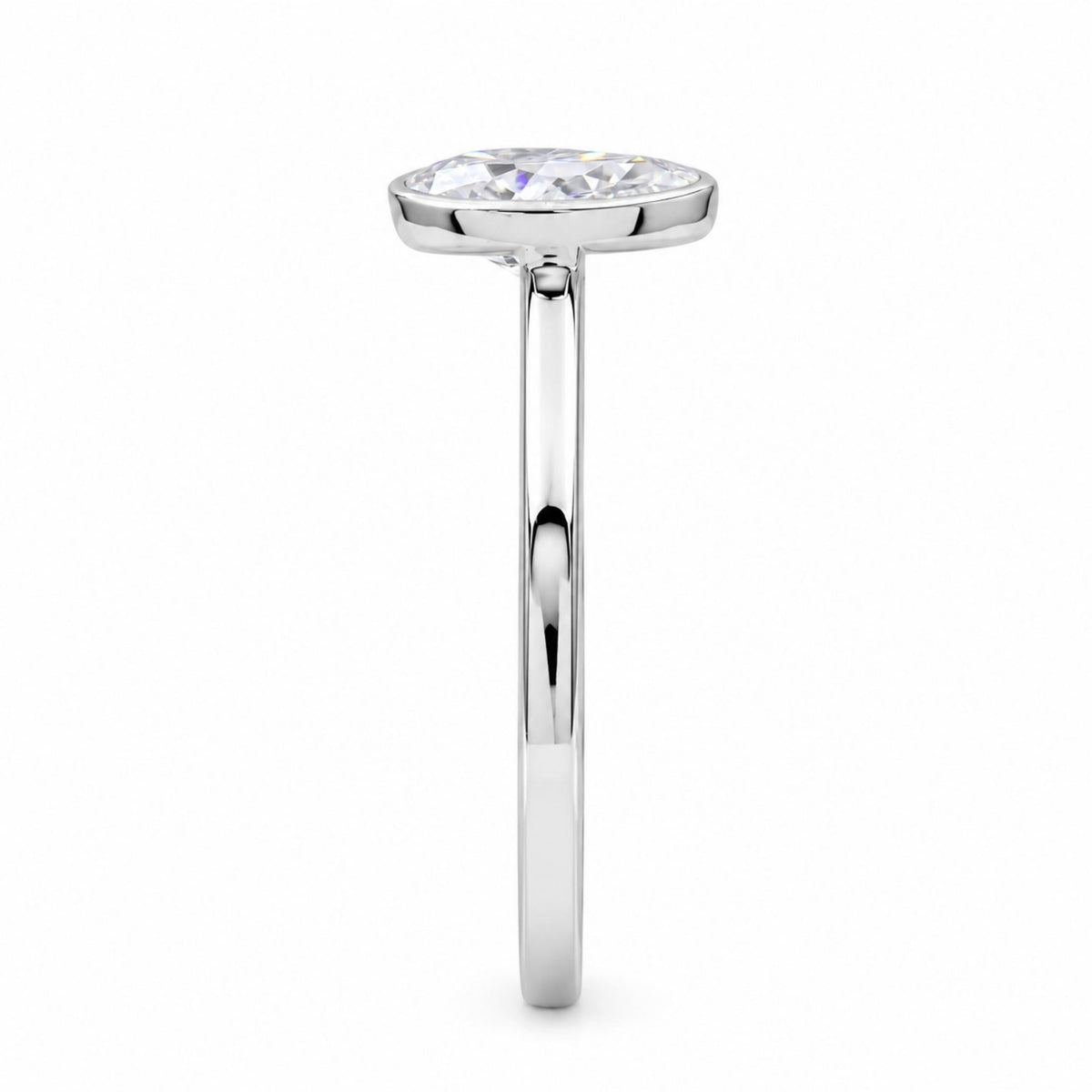 1 to 6 ct. T.W. Lab-Grown Diamond Pear Cut Solitaire Bezel Engagement Ring in 14K White Gold or 14K Yellow Gold
