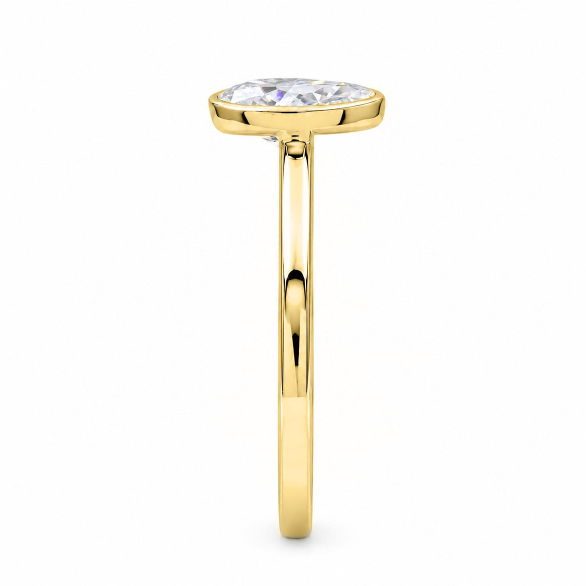 1 to 6 ct. T.W. Lab-Grown Diamond Pear Cut Solitaire Bezel Engagement Ring in 14K White Gold or 14K Yellow Gold