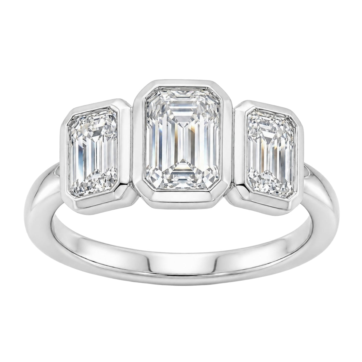 2.5 ct. T.W. Lab-Grown Diamond Emerald-Cut Three-Stone Engagement Ring in 14K White Gold or 14K Yellow Gold