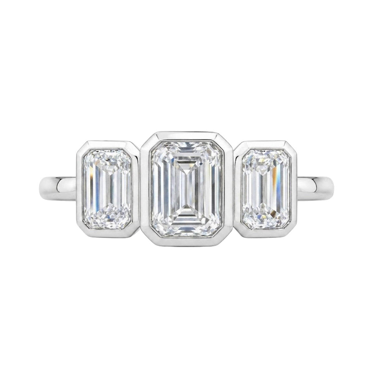 2.5 ct. T.W. Lab-Grown Diamond Emerald-Cut Three-Stone Engagement Ring in 14K White Gold or 14K Yellow Gold