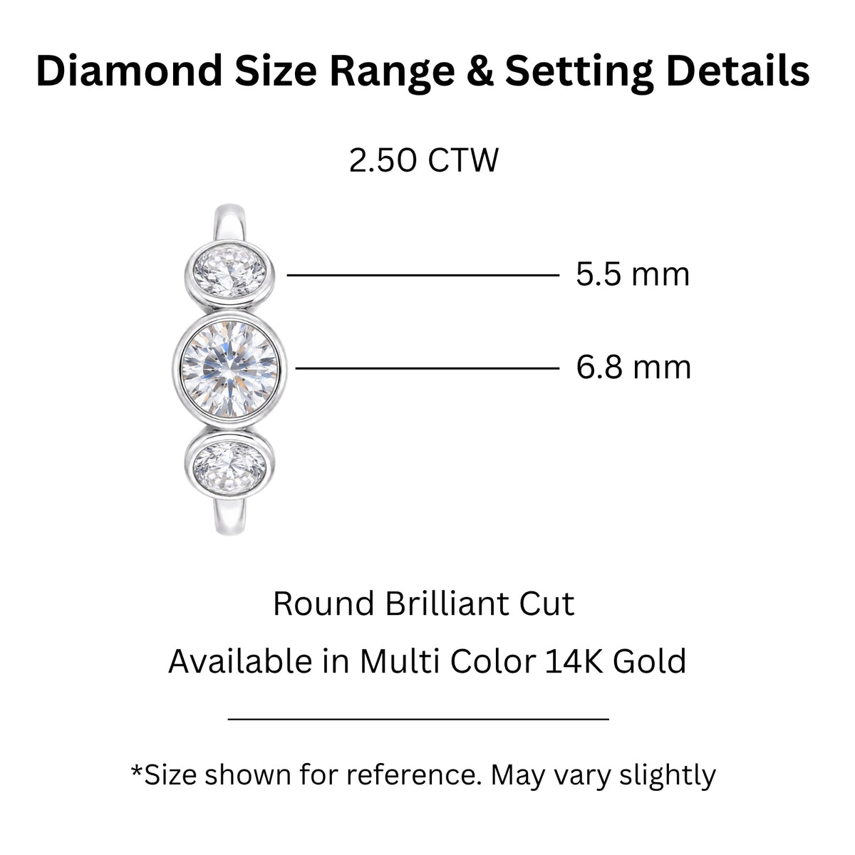 2.5 ct. T.W. Lab-Grown Diamond Round Three-Stone Engagement Ring in 14K White Gold or 14K Yellow Gold