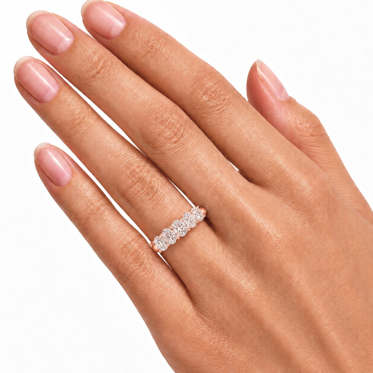 Lab-Grown Diamond Oval Five-Stone Wedding Ring in 14K White Gold or 14K Yellow Gold
