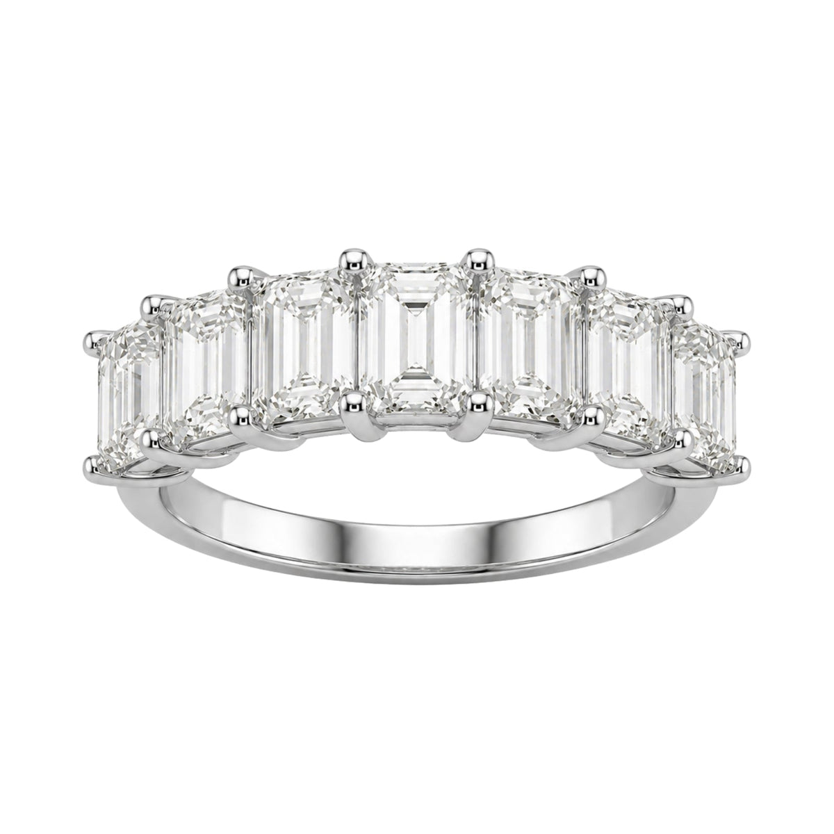 Lab-Grown Diamond Emerald-Cut Seven-Stone Wedding Ring in 14K White Gold or 14K Yellow Gold