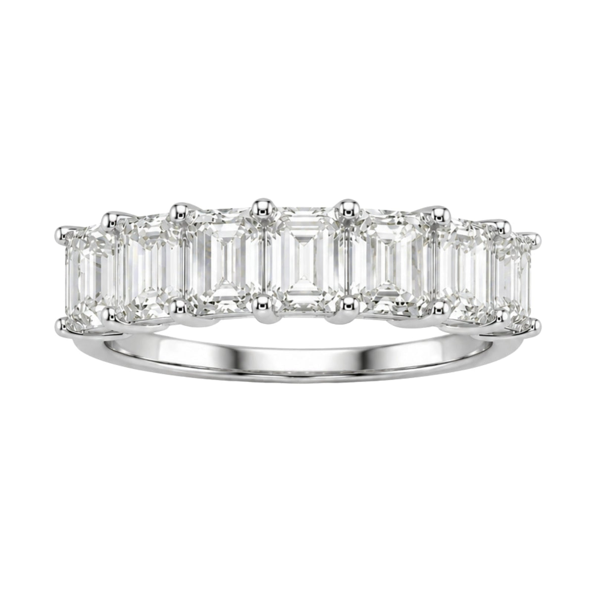 Lab-Grown Diamond Emerald-Cut Seven-Stone Wedding Ring in 14K White Gold or 14K Yellow Gold