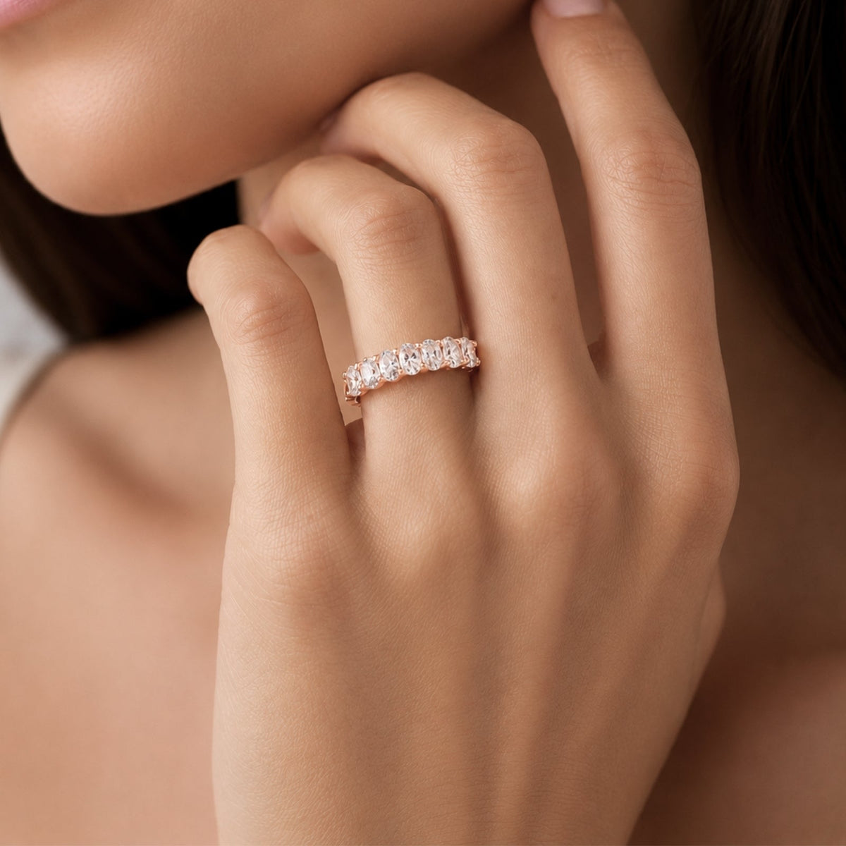 Lab-Grown Diamond Oval Seven-Stone Wedding Ring in 14K White Gold or 14K Yellow Gold