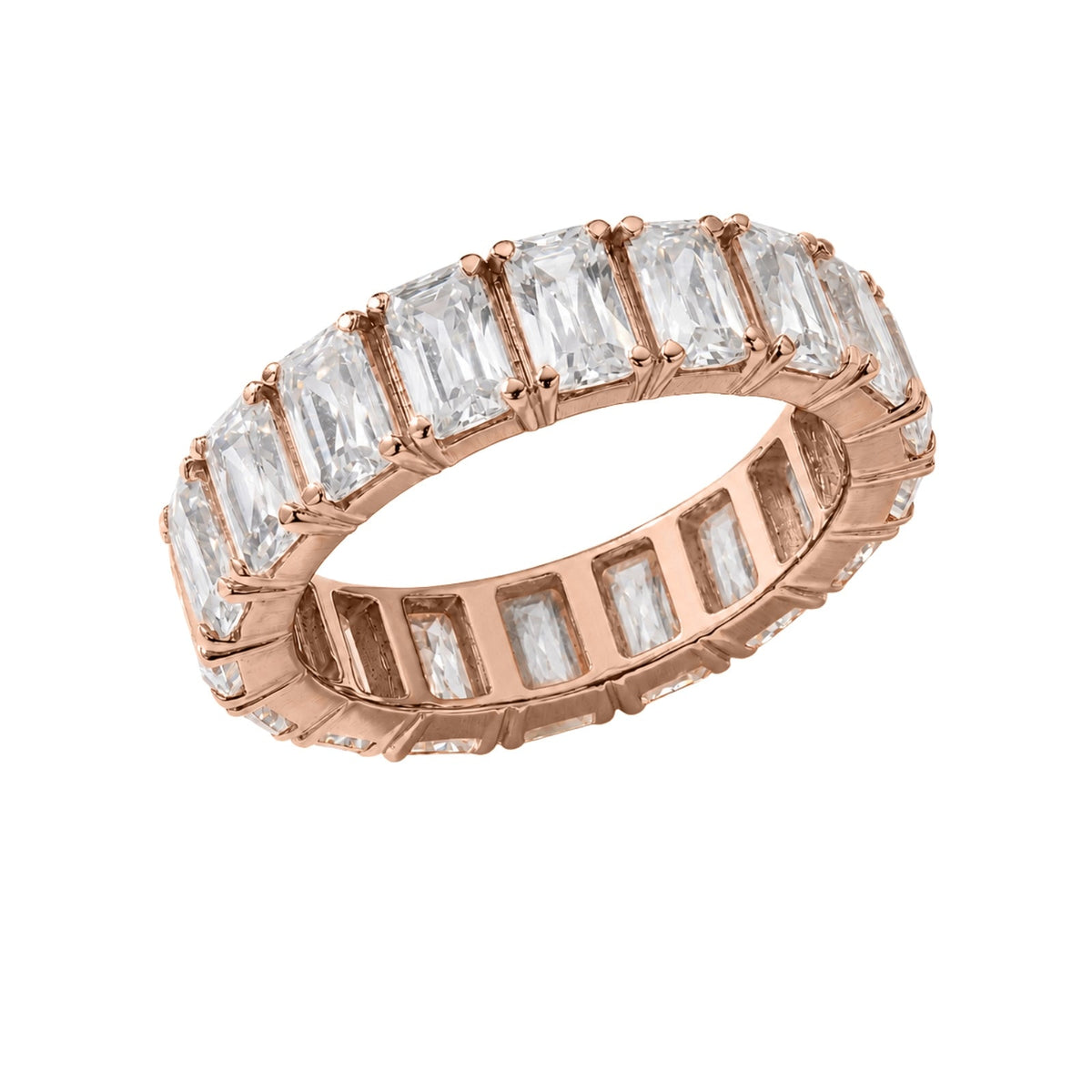 Lab-Grown Diamond Emerald-Cut Eternity Wedding Ring in 14K White Gold or 14K Yellow Gold