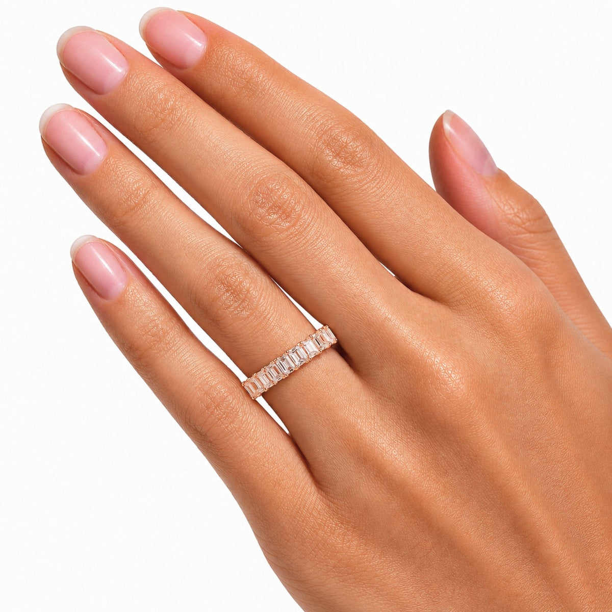 Lab-Grown Diamond Emerald-Cut Eternity Wedding Ring in 14K White Gold or 14K Yellow Gold