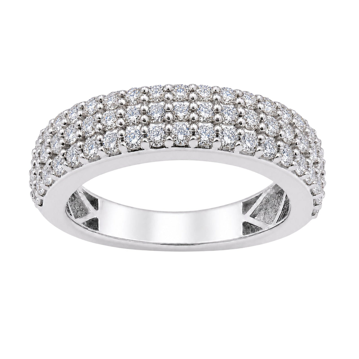 1 ct. T.W. Lab-Grown Diamond Round 3-Row Band Ring in Sterling Silver