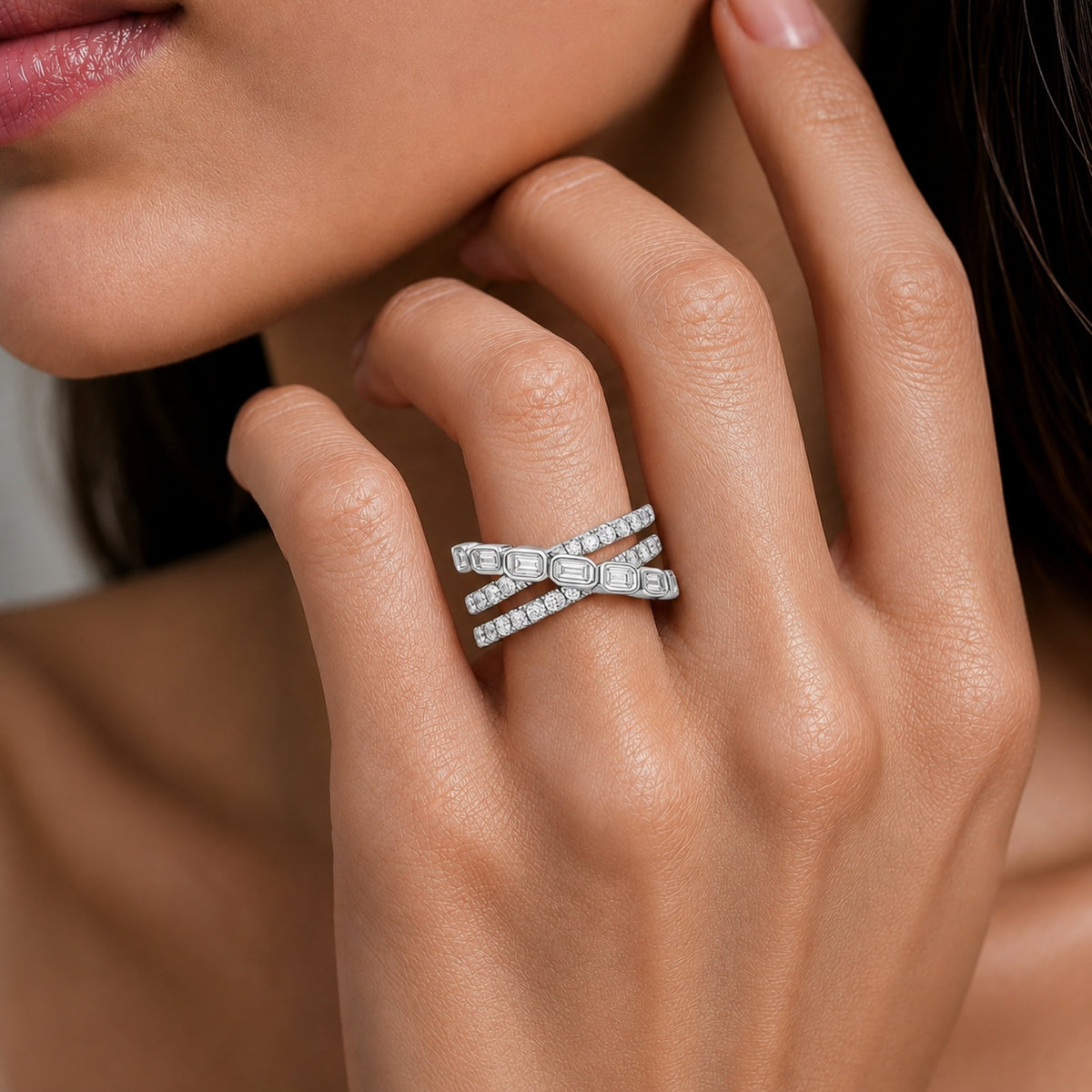 2 ct. T.W. Lab-Grown Diamond Round Statement Engagement Ring in Sterling Silver