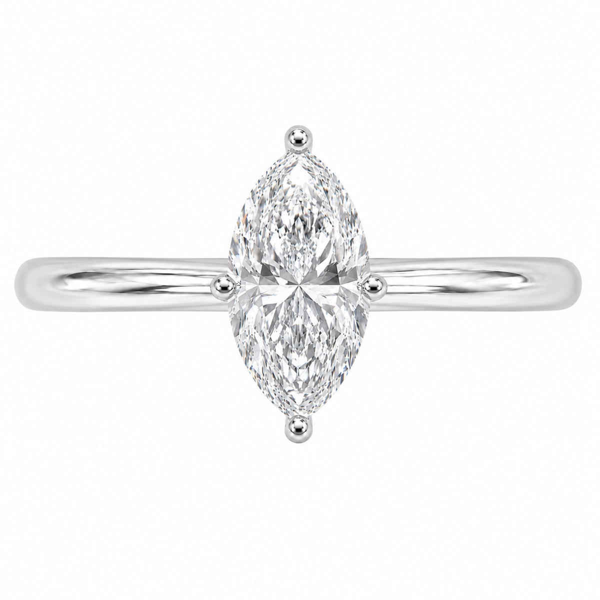 Lab-Grown Diamond Marquise Cut Solitaire Engagement Ring in 14K White Gold or 14K Yellow Gold