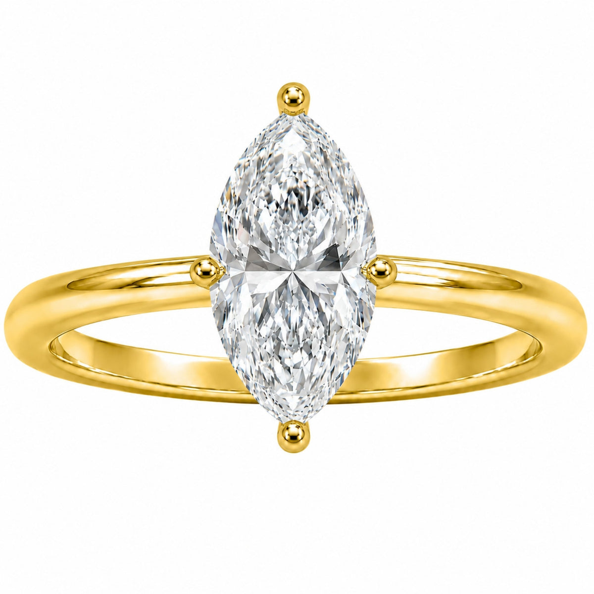 Lab-Grown Diamond Marquise Cut Solitaire Engagement Ring in 14K White Gold or 14K Yellow Gold