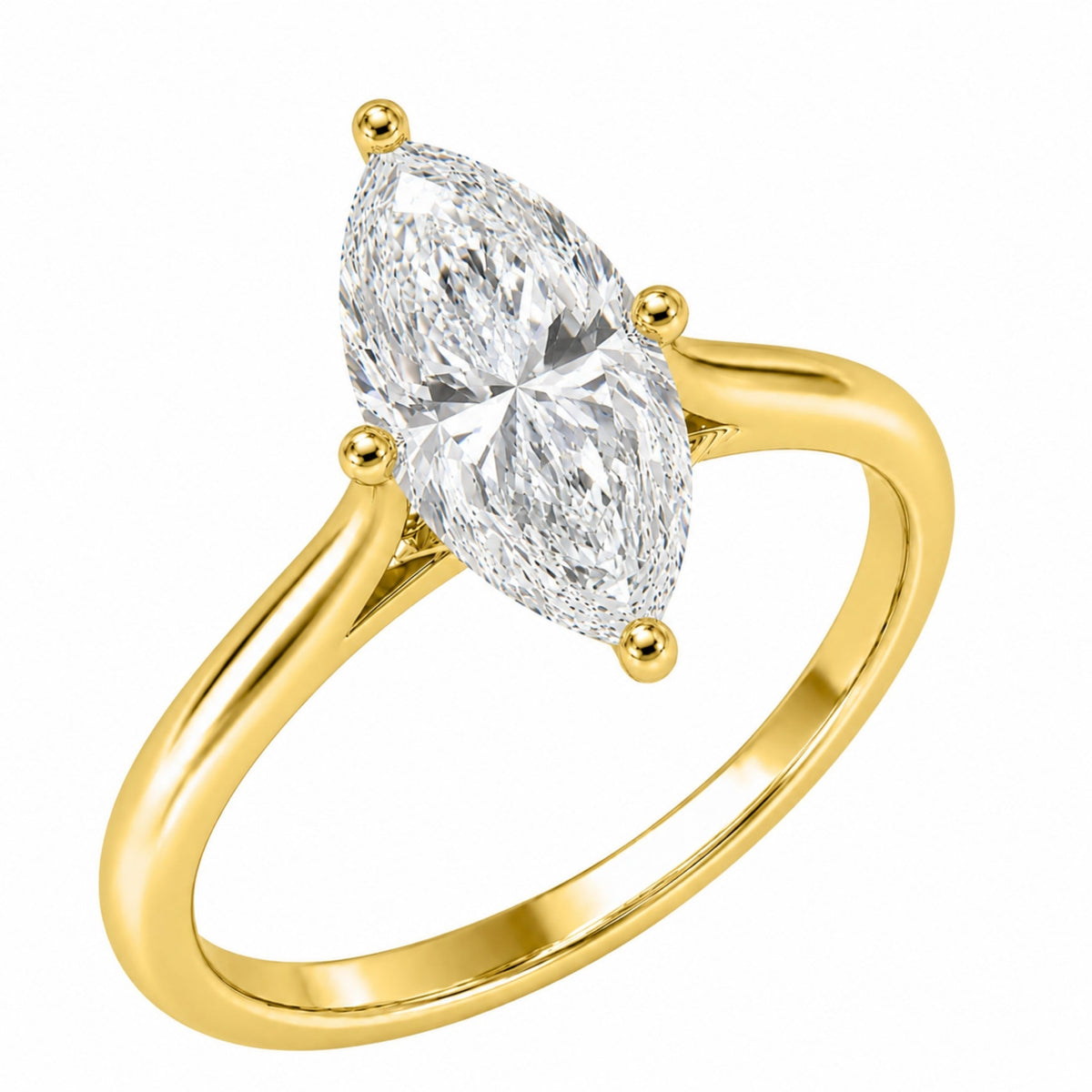 Lab-Grown Diamond Marquise Cut Solitaire Engagement Ring in 14K White Gold or 14K Yellow Gold