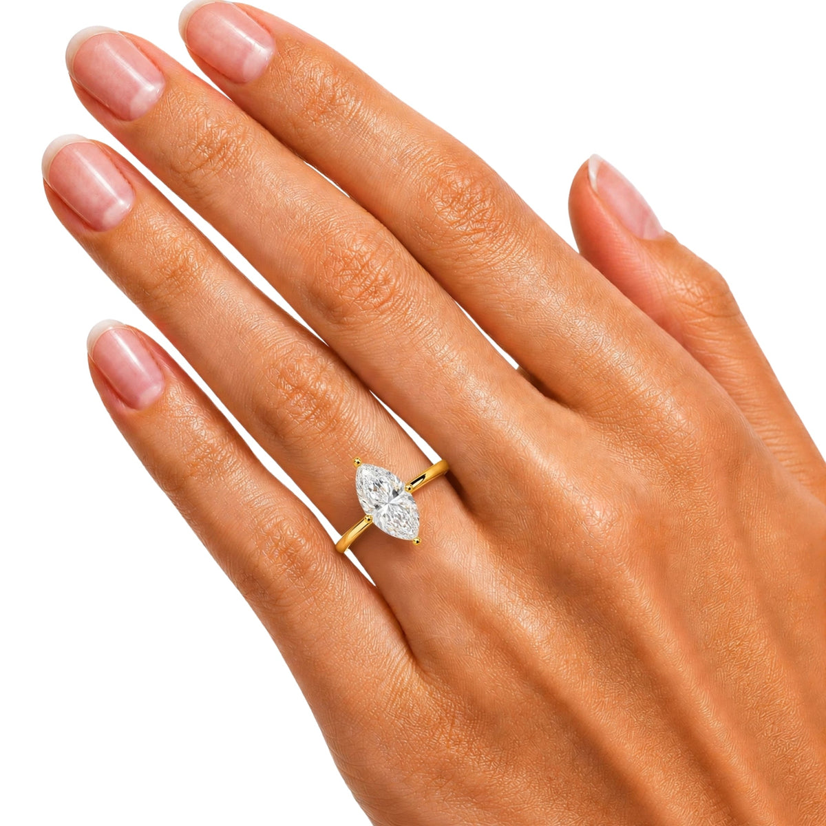 Lab-Grown Diamond Marquise Cut Solitaire Engagement Ring in 14K White Gold or 14K Yellow Gold