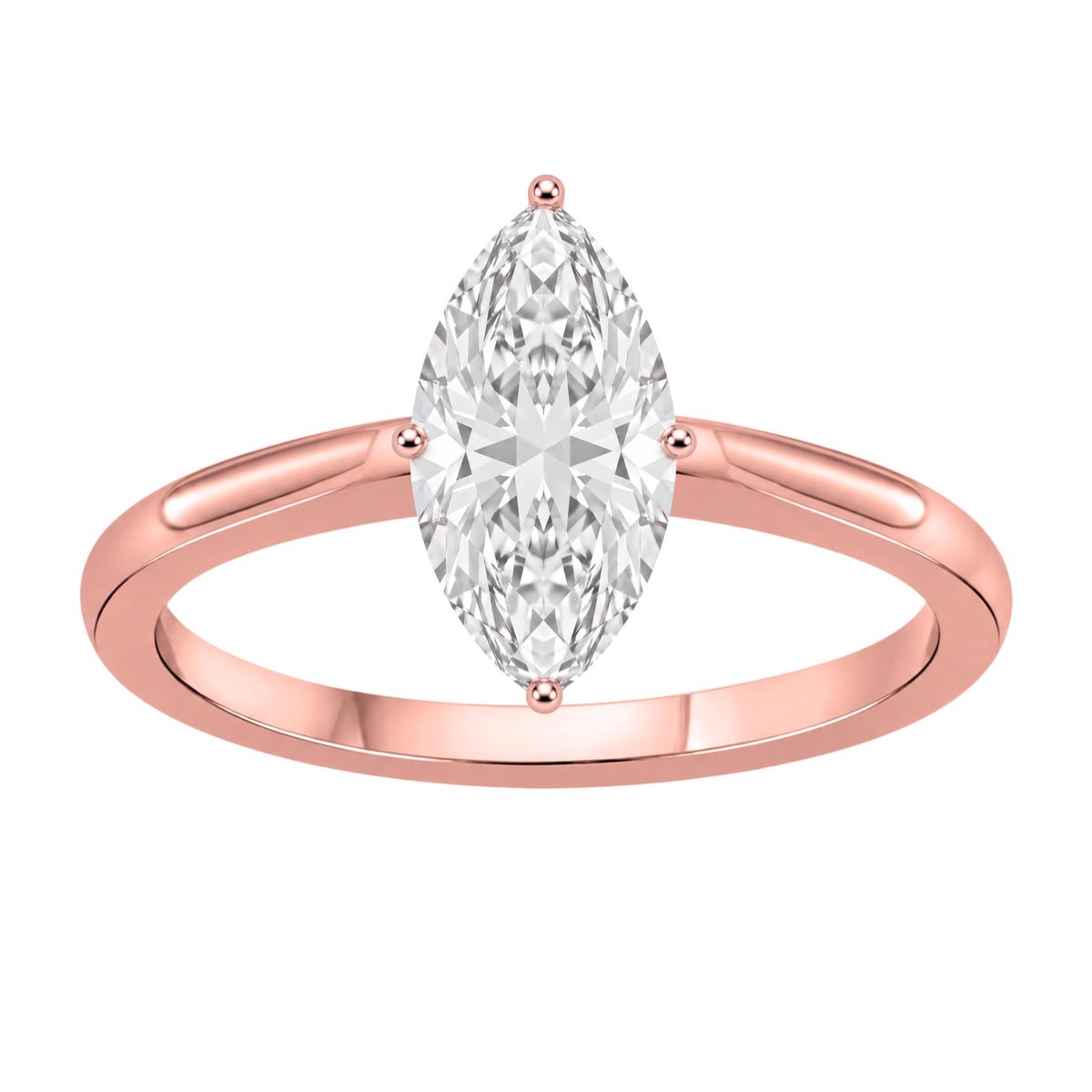Lab-Grown Diamond Marquise Cut Solitaire Engagement Ring in 14K White Gold or 14K Yellow Gold