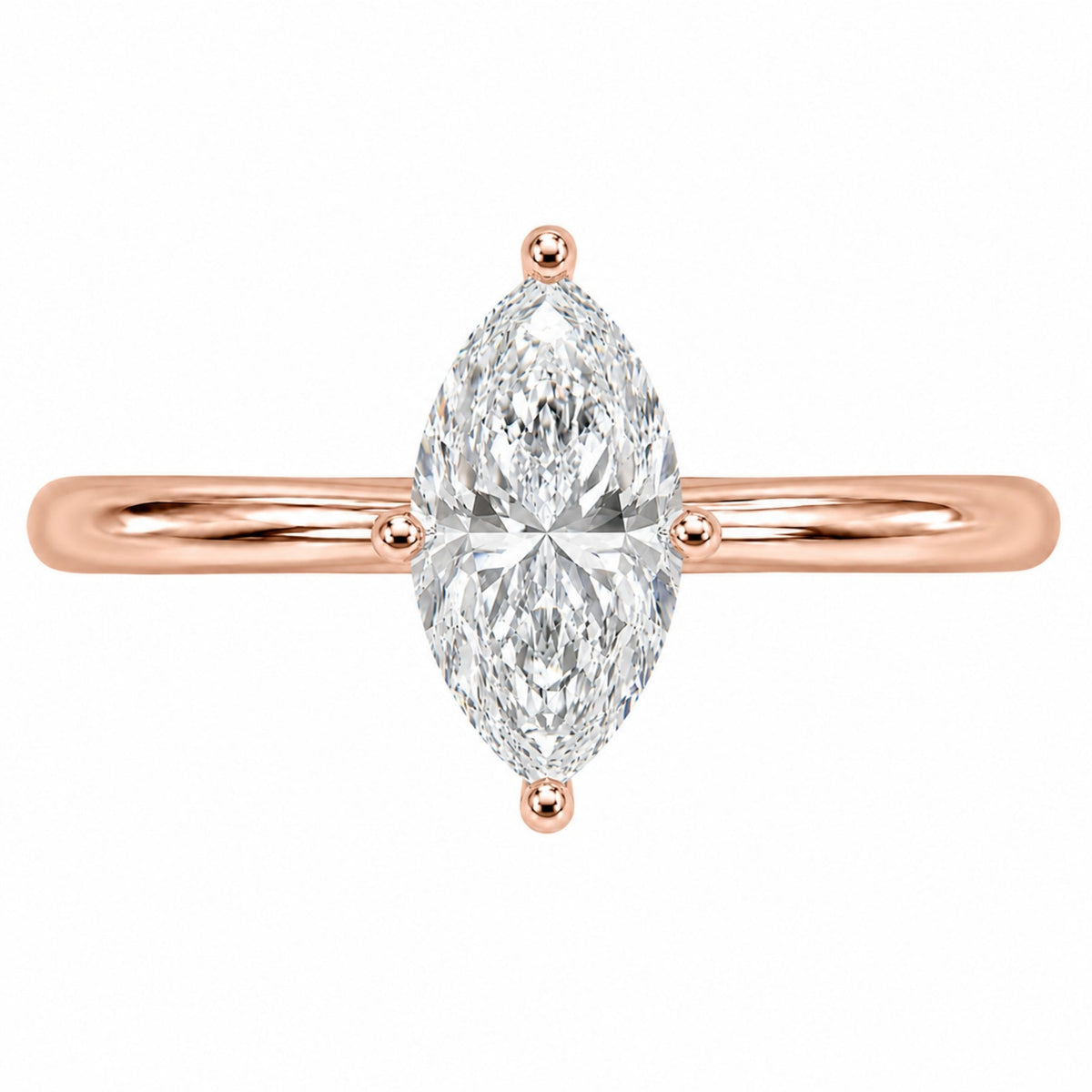 Lab-Grown Diamond Marquise Cut Solitaire Engagement Ring in 14K White Gold or 14K Yellow Gold